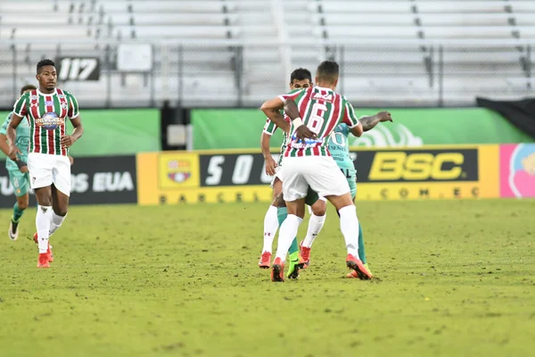 Fluminense Gegen Barcelona Während Des Florida Cup Spectrum Stadium Januar — Stockfoto