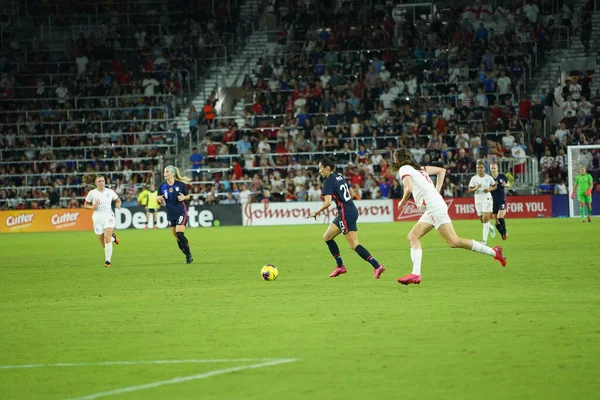 Eua Inglaterra Jogo Durante Copa Shebelieves 2020 Estádio Exploria Orlando — Fotografia de Stock