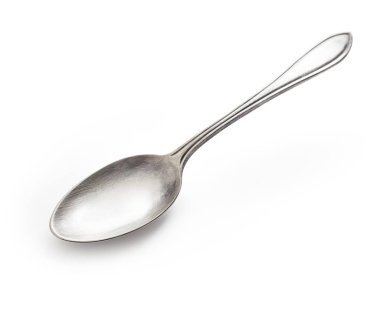 eski gümüş kaşık beyaz izole kırpma yoluyla dahil