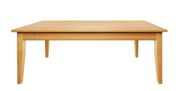 ahşap masa beyaz arka plan üzerinde dahil, kırpma yolu ile 3d izole önden görünümü oluşturma