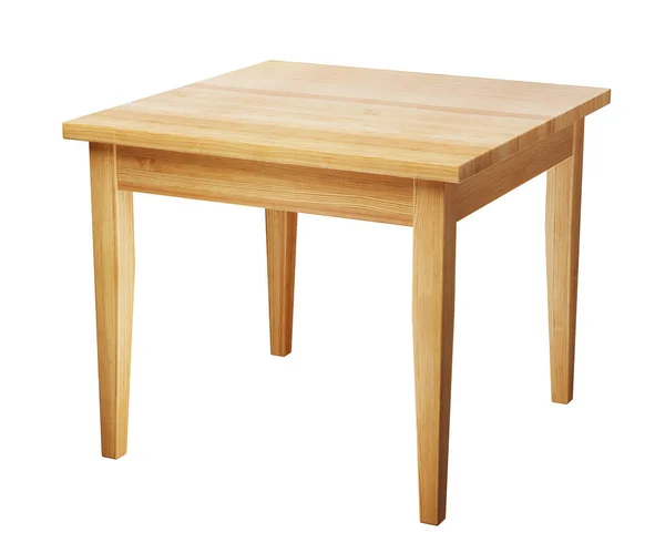 Square Wooden Table Isolated White Background Clipping Path Included Render — Stock Photo, Image