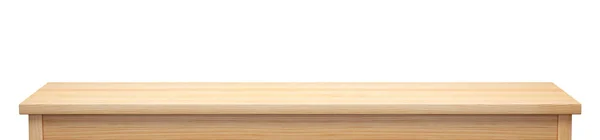 在白色背景上隔离的松木桌面 用于显示或产品蒙太奇 — 图库照片