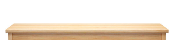 Столешница из соснового дерева, изолированная на белом фоне, пригодна для монтажа на дисплее или продукте, 3d рендеринг
