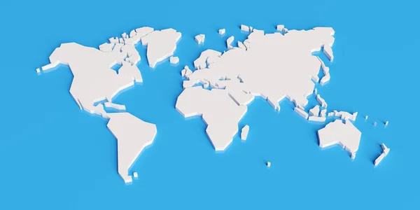 世界の簡略化された地図 様式化された3Dレンダリングイラスト — ストック写真