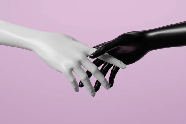 Mano Maniquí Blanco Negro Sobre Fondo Rosa Imagen Renderizado —  Fotos de Stock