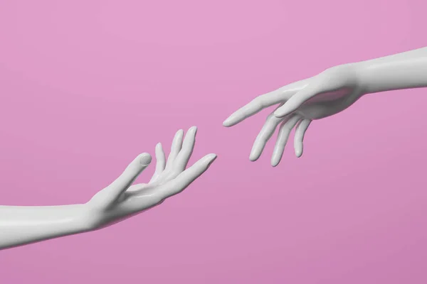 Manos Maniquí Blanco Sobre Fondo Rosa Imagen Renderizado —  Fotos de Stock