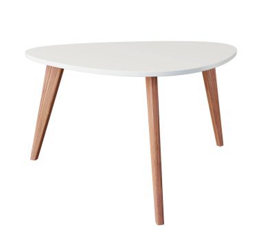 Kahve masası beyaz arka planda izole edilmiş, kırpma yolu da dahil. 3 boyutlu görüntüleme. 3B resim.