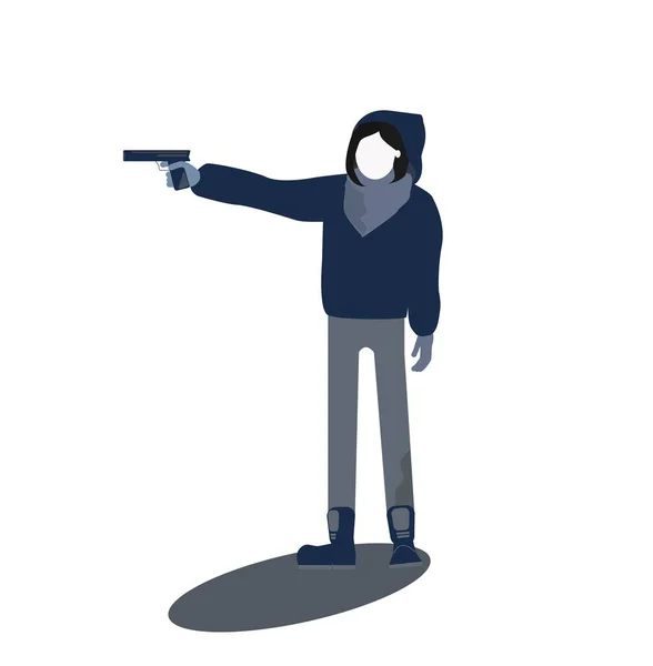 Silahlı Kız Tabanca Vektör Çizimi Suç Şiddet Sorunu — Stok Vektör