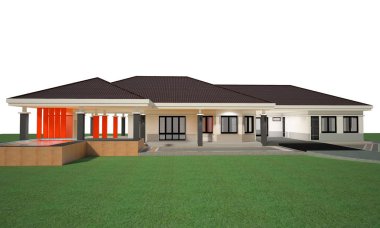 3D render ev beyaz arka plan