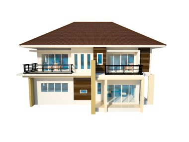 3D çizim tasarım planı ev izole beyaz arka plan