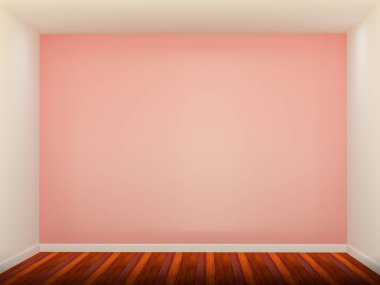 3D render boş oda ahşap kat