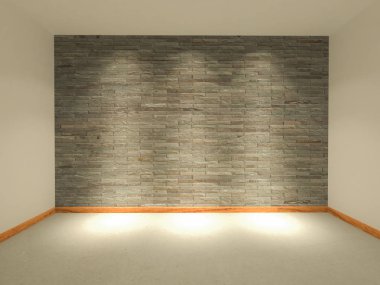 3D render kumtaşı duvarları ışıklar parıldıyor üzerine kurulu ile dekore edilmiştir