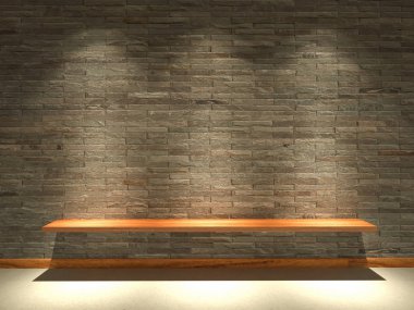 3D render kumtaşı duvarları ışıklar parıldıyor üzerine kurulu ile dekore edilmiştir