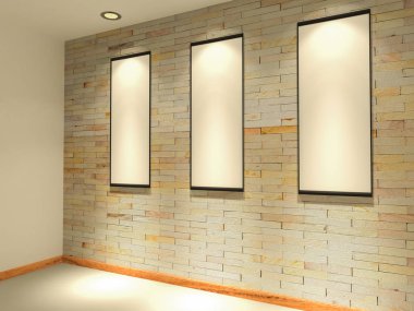 3D render kumtaşı duvarları ışıklar parıldıyor üzerine kurulu ile dekore edilmiştir