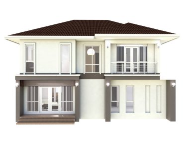 3D çizim tasarım planı ev izole beyaz arka plan