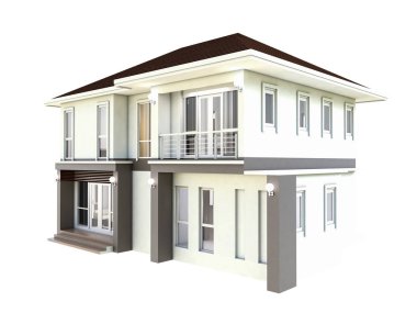 3D çizim tasarım planı ev izole beyaz arka plan