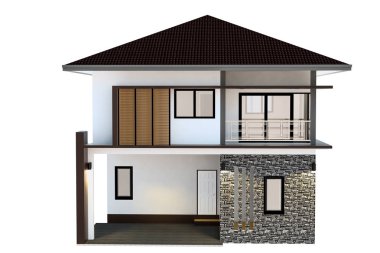 3D çizim tasarım planı ev izole beyaz arka plan