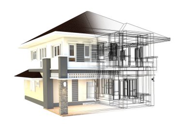 Ev tasarım izole beyaz arka plan planı