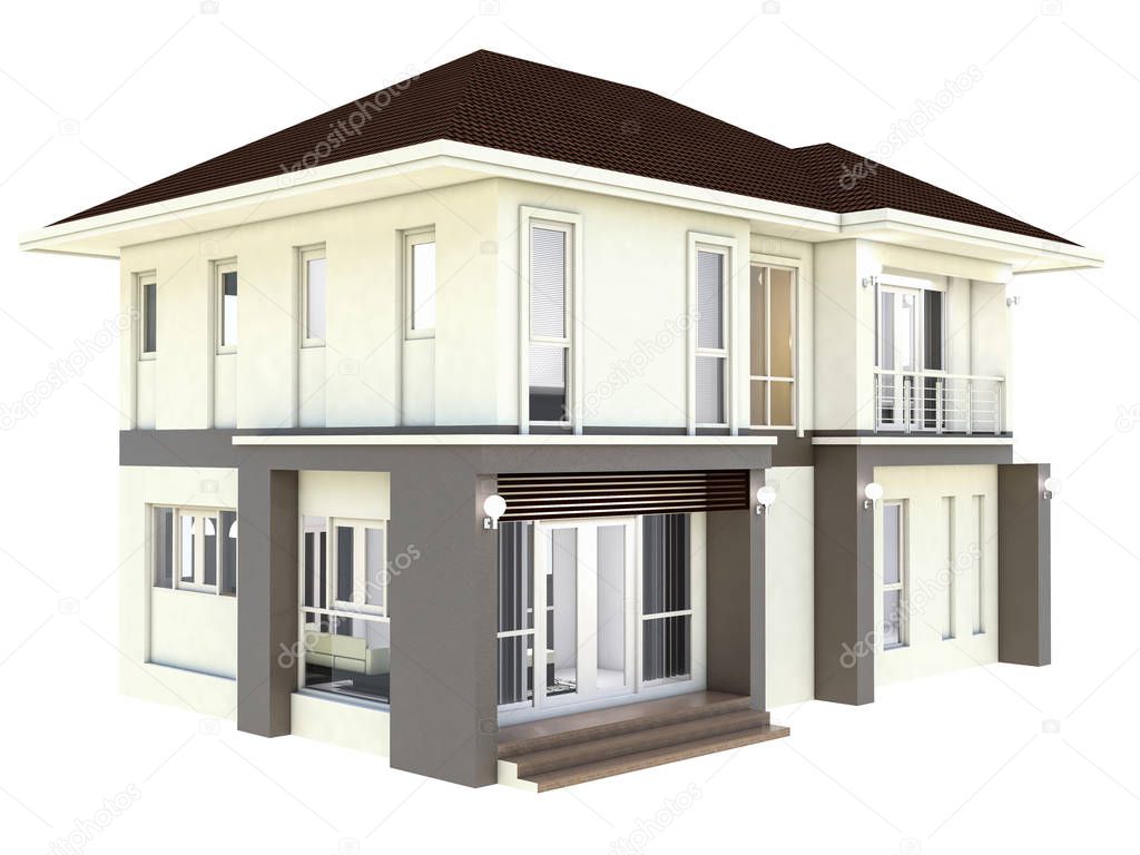3D illustration design plan home isolated white background