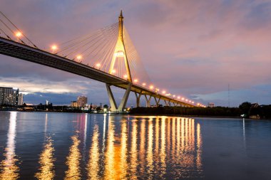 Güzellik Bhumibol köprü görüntü önce alacakaranlık günbatımı bangkok Tayland