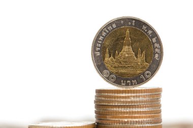 arka plan iş kavramı Tay sikke yığını, bakır Tay sikke