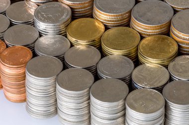 arka plan iş kavramı Tay sikke yığını, bakır Tay sikke