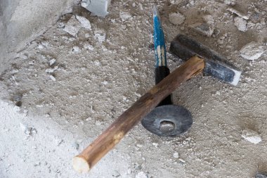 İnşaat site closeup aracı çekiç özü beton