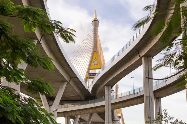 Ipari Építési Kép Kép Híd Bangkok Thaiföld Bhumibol Híd Alatt — Stock Fotó