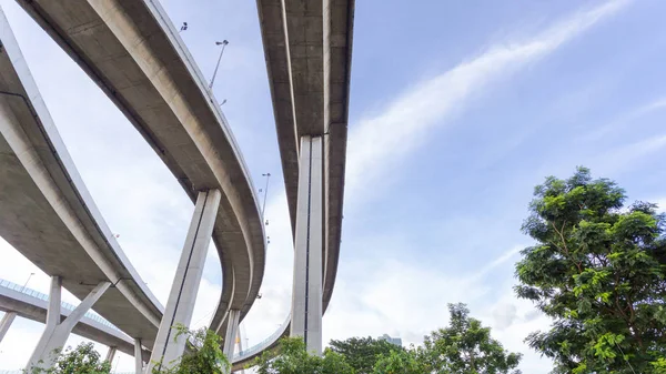 Ipari Építési Kép Kép Híd Bangkok Thaiföld Bhumibol Híd Alatt — Stock Fotó
