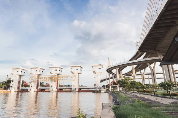 Bangkok Thaiföld 2017 Szeptember Ipari Építési Kép Kép Alatt Bridge — Stock Fotó