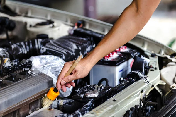 Motor Temizleme, araba at fırça kullanarak Temizleme yıkama