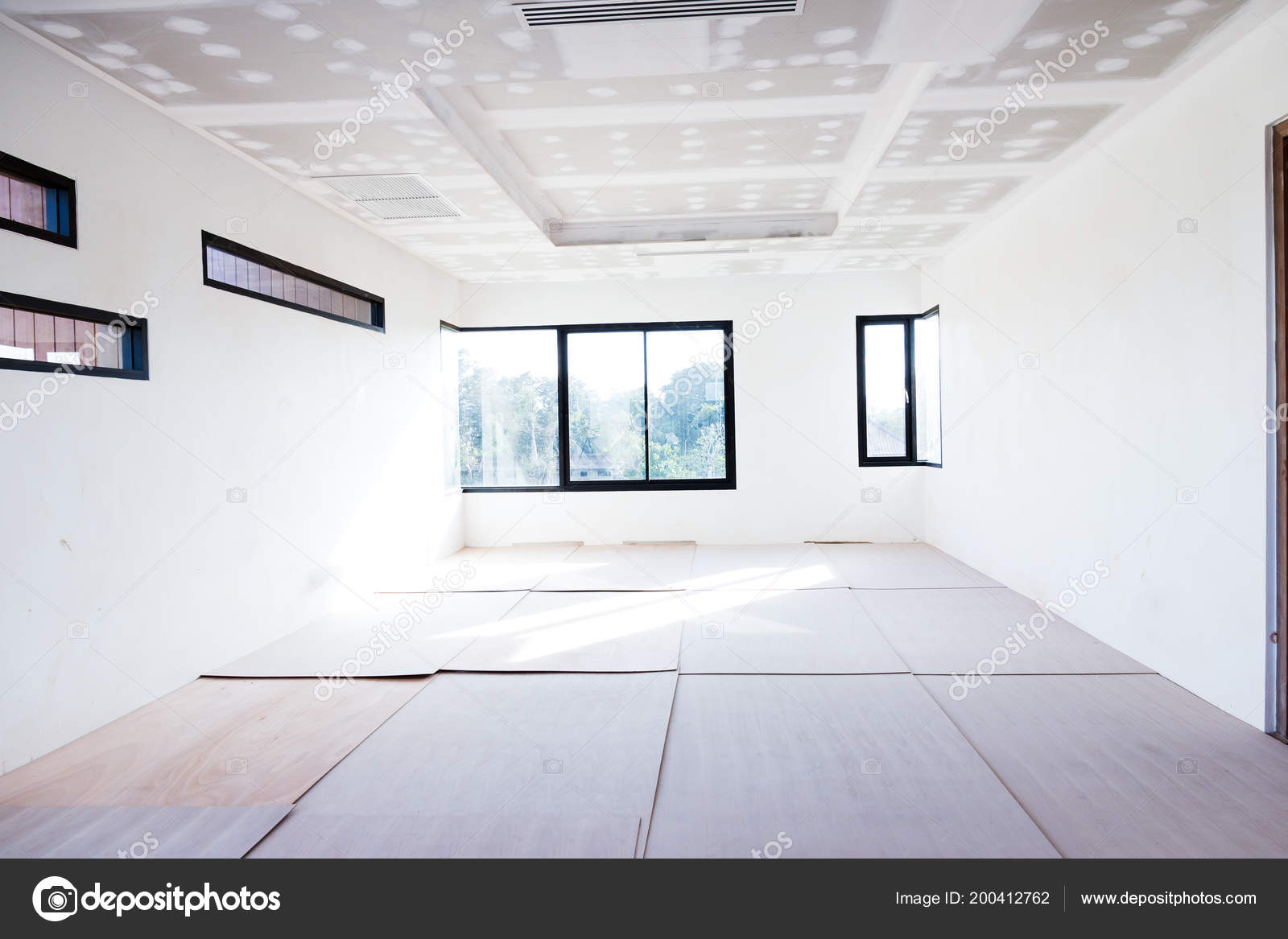 Empty Room Interior Build Gypsum Board Ceiling Air