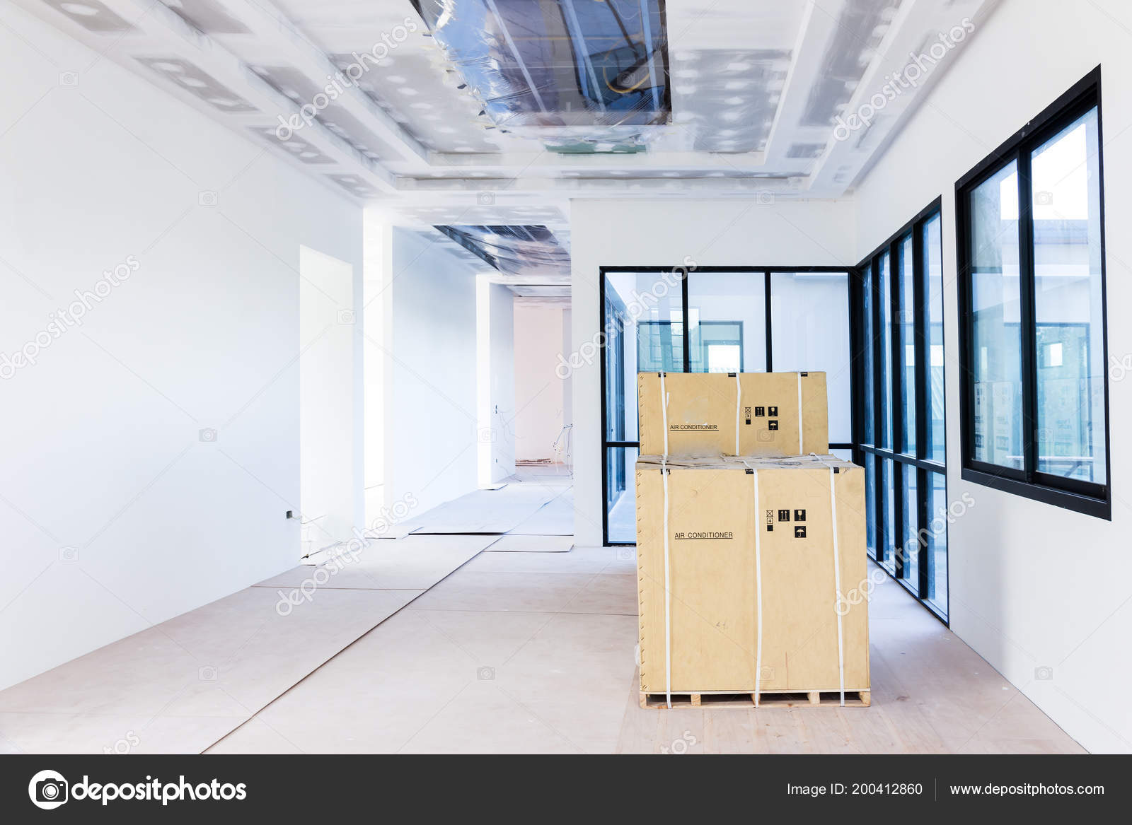 Empty Room Interior Build Gypsum Board Ceiling Air