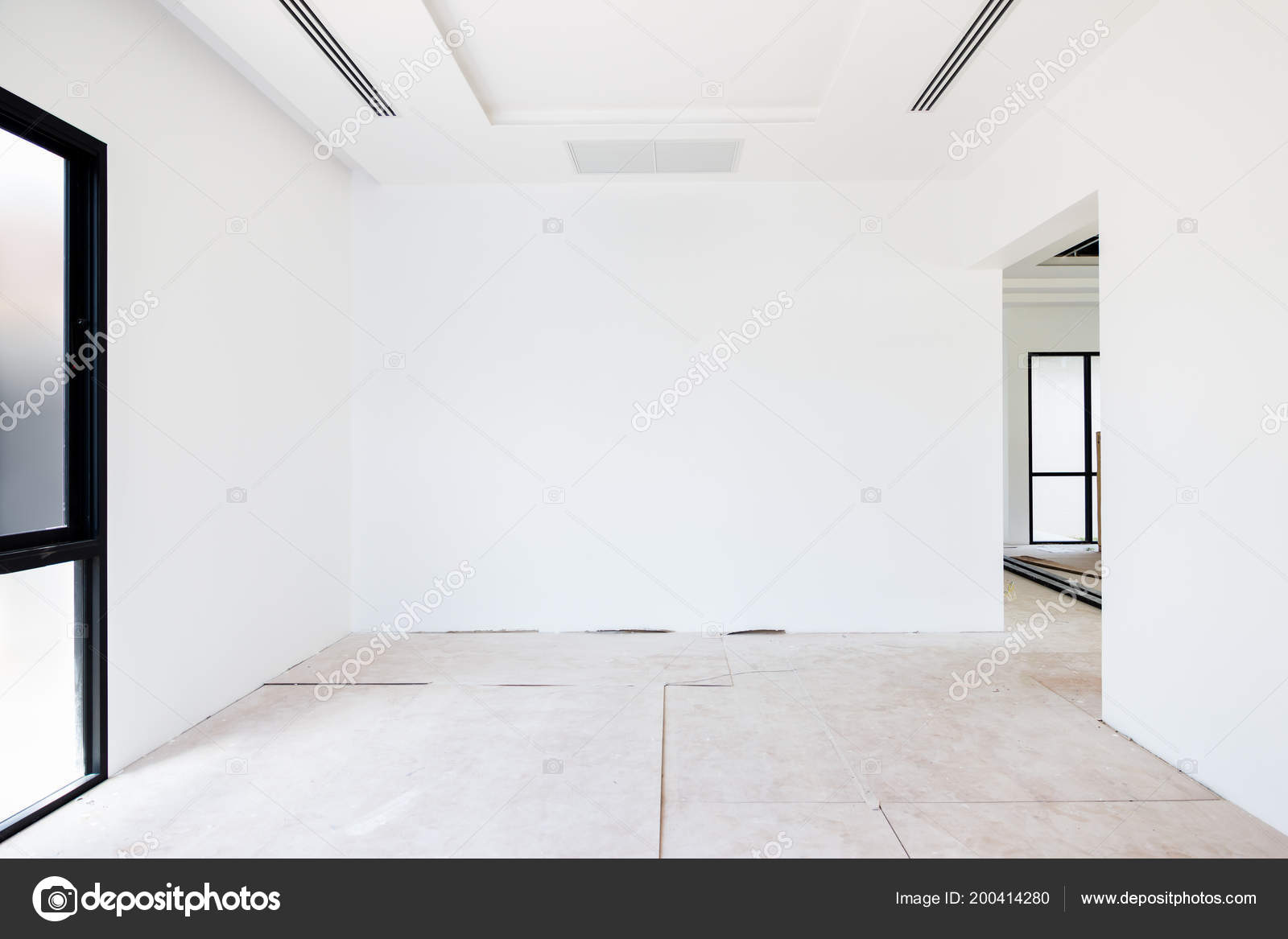 Empty Room Interior Build Wall Gypsum Board White Colur Air