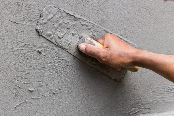 Men Holding Trowel Worker Construction Plaster Tool — Stock Photo, Image