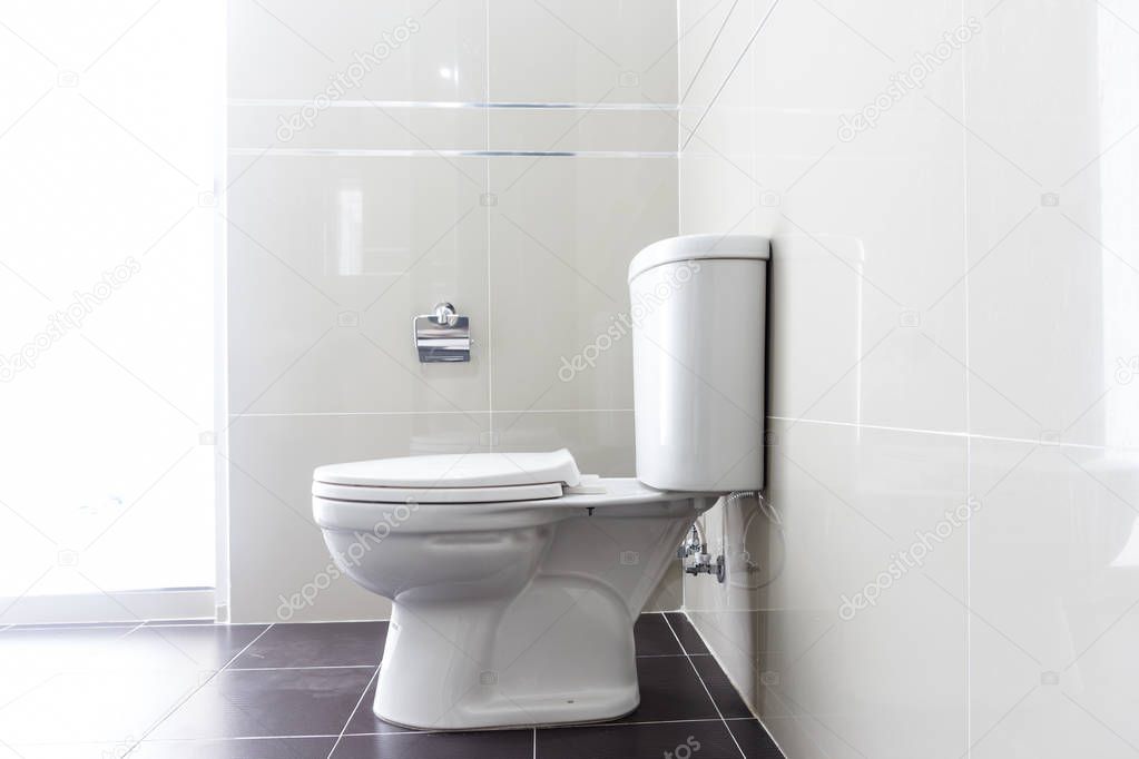 Modern design home bathroom White sanitary ware in the bathroom