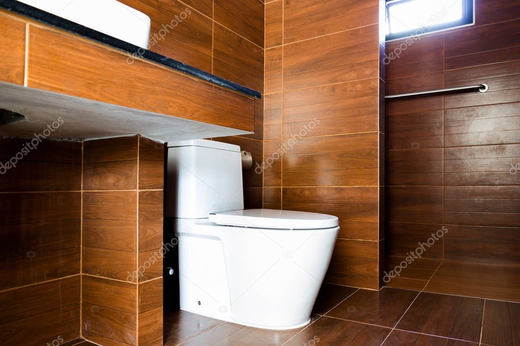Modern design home bathroom toilet and sink White colur sanitary ware in the bathroom