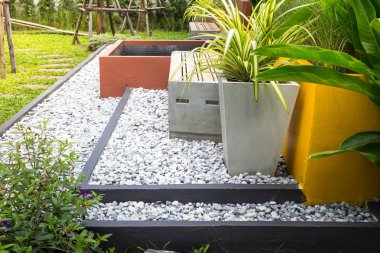 doğal boğa mini bahçe ve taş stoolwood