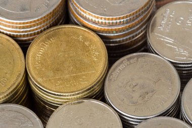 arka plan iş kavramı Tay sikke yığını, bakır Tay sikke