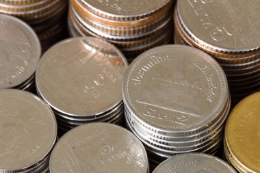 arka plan iş kavramı Tay sikke yığını, bakır Tay sikke