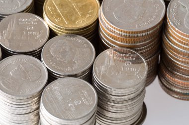 arka plan iş kavramı Tay sikke yığını, bakır Tay sikke