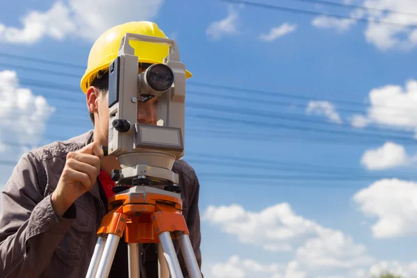 Línea Levantamiento Ingenieros Columnas Para Construcción Edificios — Foto de Stock