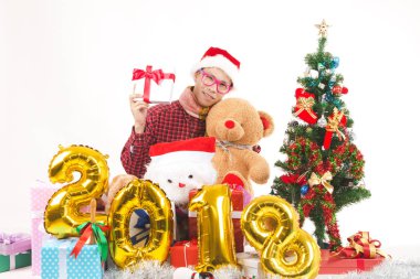 Erkekler çok mutlu Noeller ve mutlu yeni yıl 2018