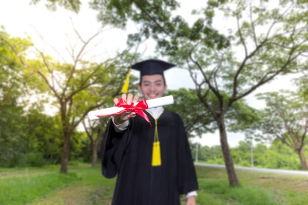 Boldog Ember Portré Álmok Érettségi Diploma Díjat Siker — Stock Fotó