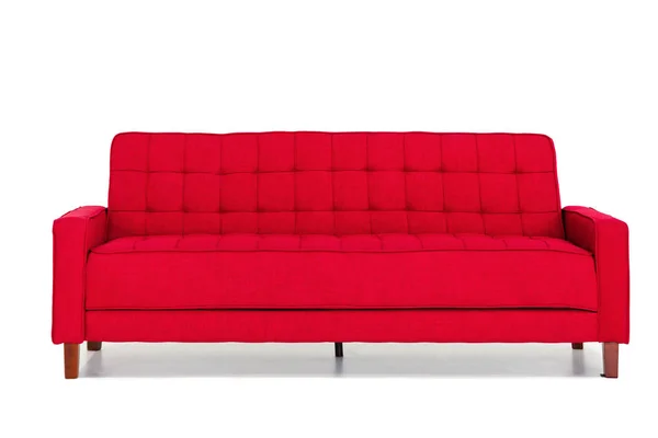 白色背景的家具红色沙发 有剪路 — 图库照片