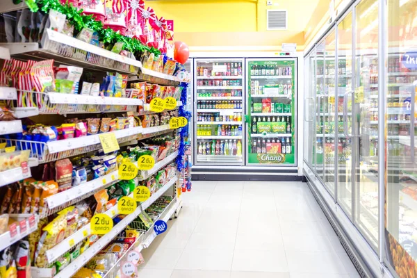 Tesco Lotus Express interior shot supermarket aisle with empty — Stock Photo, Image