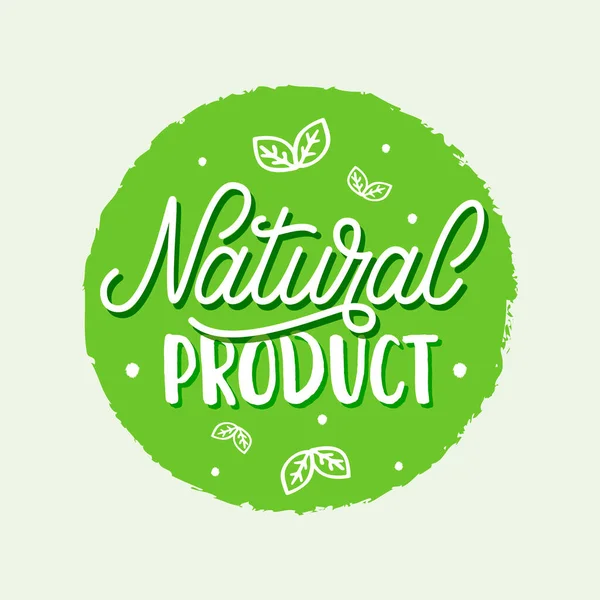 Produit Naturel Étiquette Verte Isolé Sur Fond Blanc Illustration Vectorielle — Image vectorielle