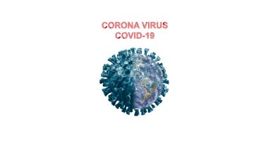 Corona virüs dünyası. Dünya koroner virüsten hasta. Dünyaya bir virüs bulaştı. Corona Virüsü. Büyük küresel sorun. 3 Boyutlu Virüs Molekülü Dünya 'nın yarısı.