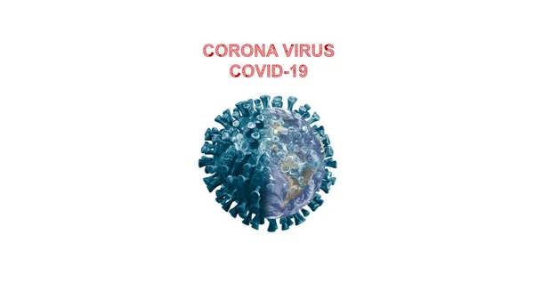 科罗那病毒世界 世界上的人都得了冠心病 世界被病毒感染了 科罗纳病毒是一个全球性的大问题 3D渲染病毒分子与地球的一半 — 图库照片