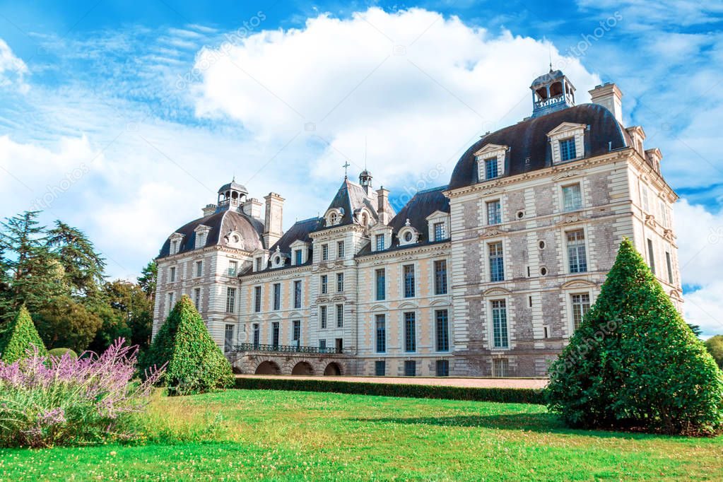 View of Cheverny castle Chateau de Chevernyin Loire Valley, France. Beautiful ancient palace.